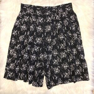 Vintage Fritzi California Black Floral Wide Leg Shorts Super High Waisted Small